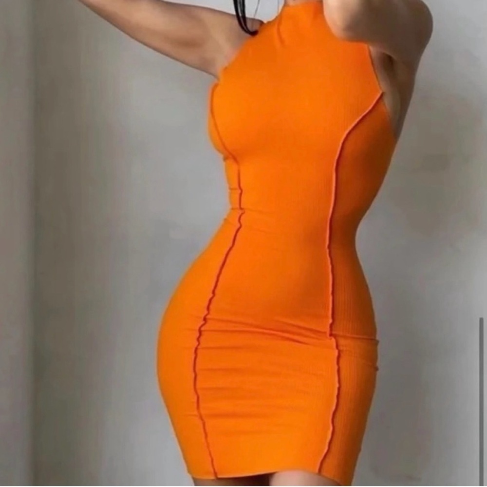 Naked Wardrobe One Shoulder Orange Dress